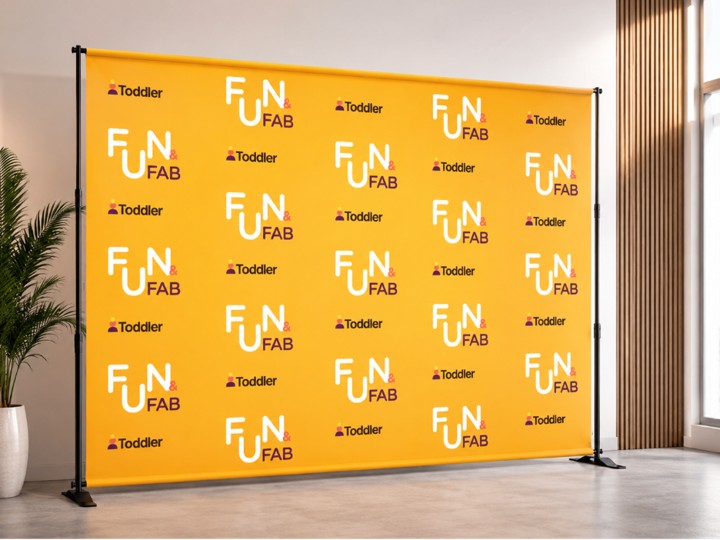 Step-and-repeat banner with repeating logos.
