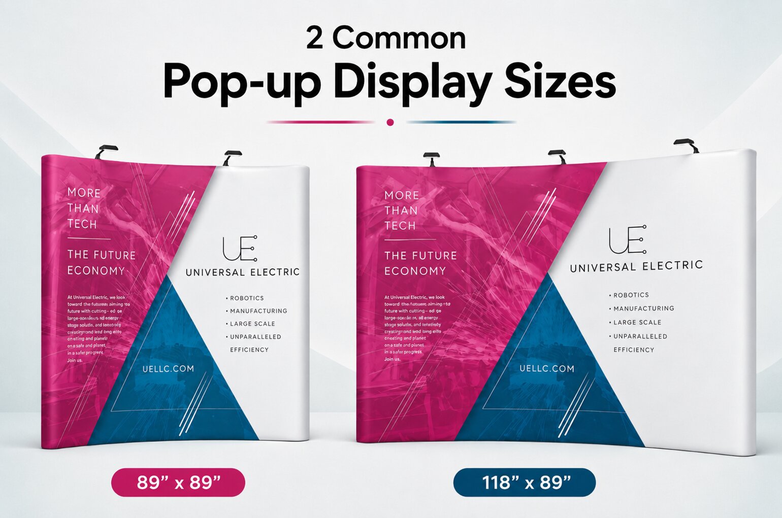 pop up display sizes