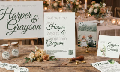 Custom wedding event stationery and signage